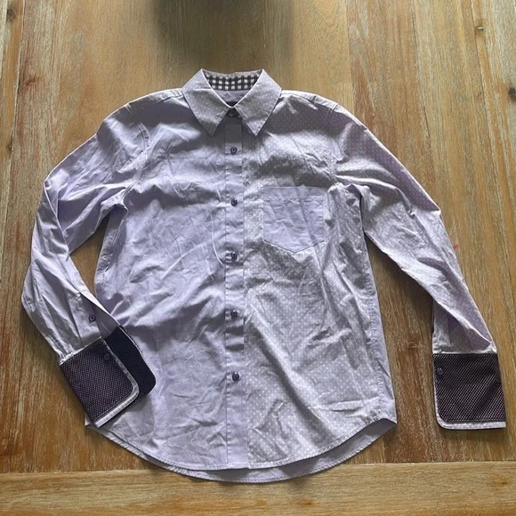 Le Superbe Lavender Ex-Boyfriend Double Cuff Button-Up Shirt SZ 2 - Picture 4 of 8